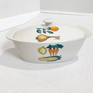 Villeroy & Boch Primabella Casserole Lidded Vintage Vegetable Print 50s 60s Mid